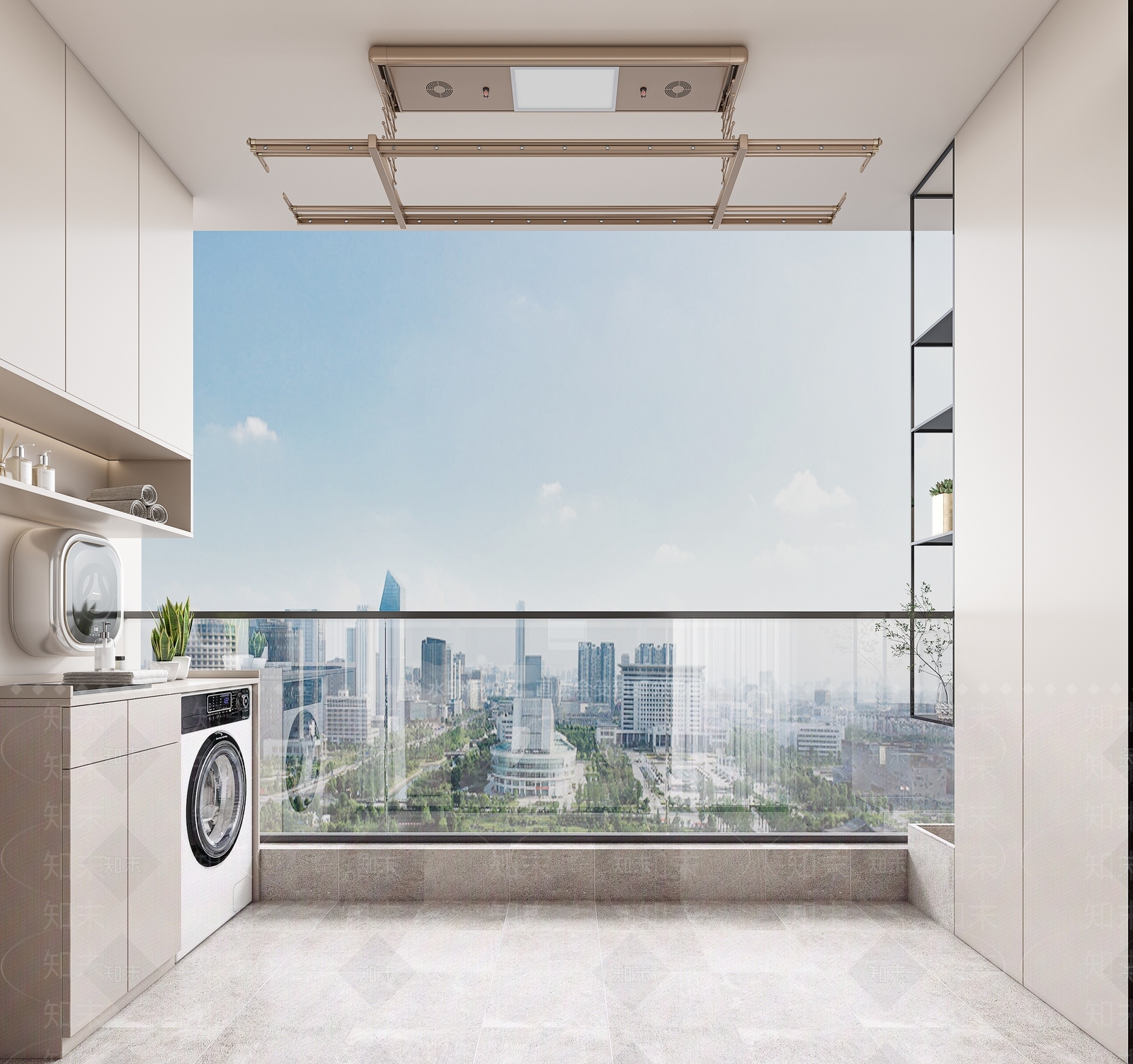 现代奶油阳台3D模型下载【ID:1193495014】