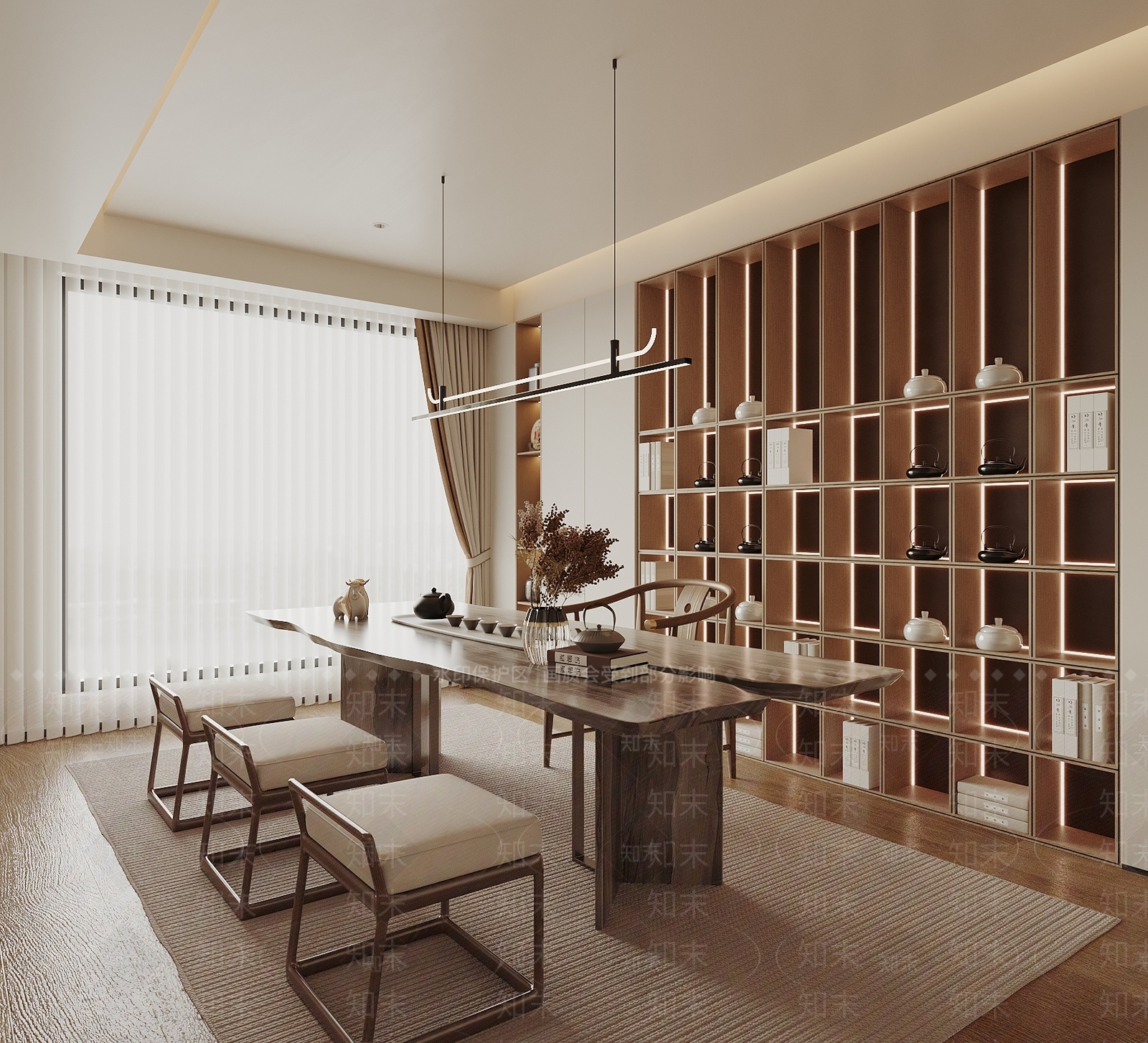 新中式茶室SU模型下载【ID:1193495592】