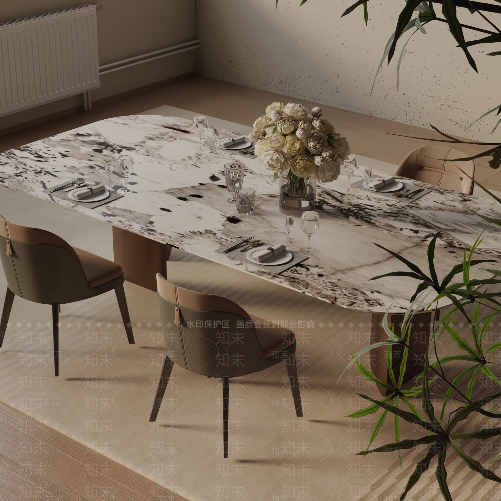 现代餐桌3D模型下载【ID:1193497105】