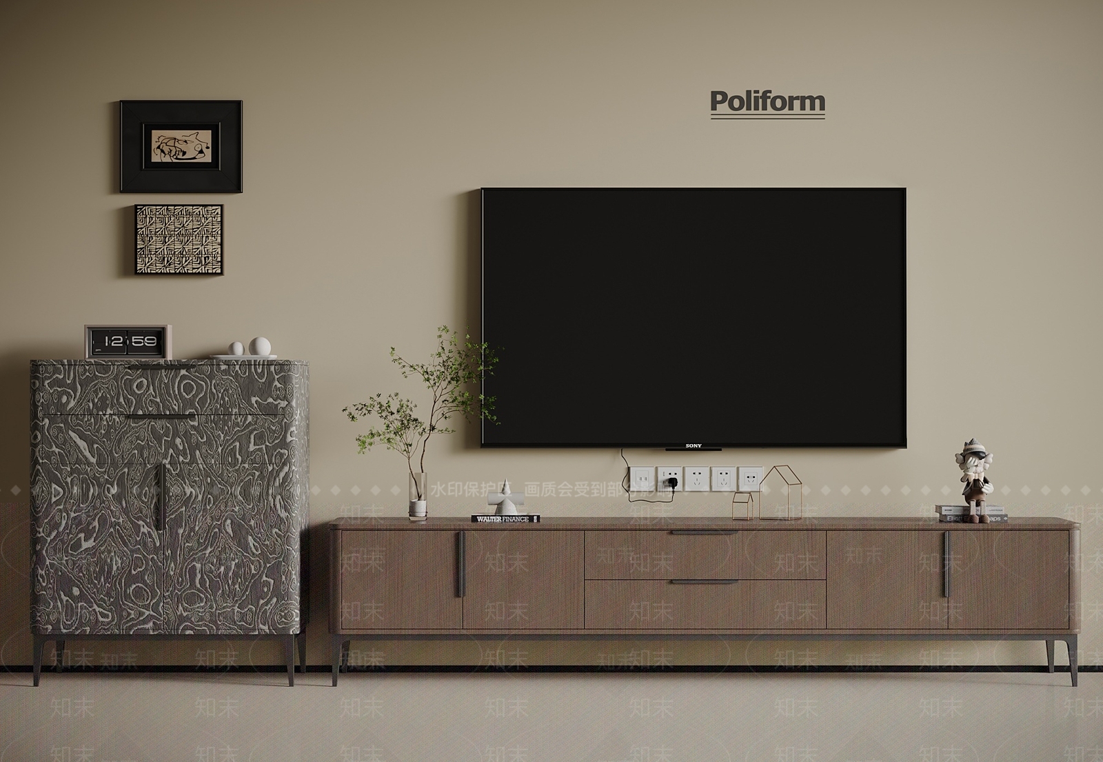 现代意式电视柜SU模型下载【ID:1193497834】