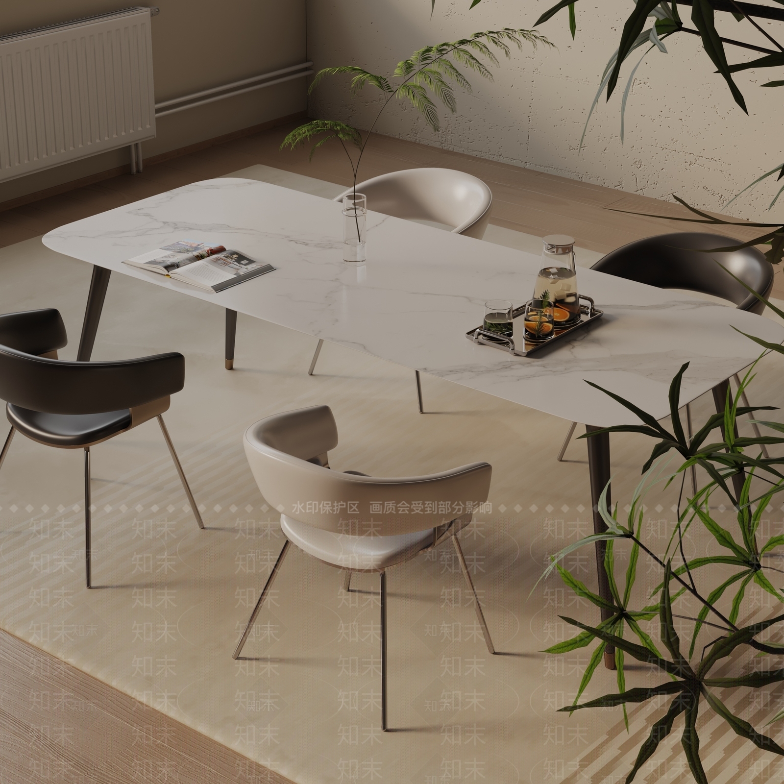 现代餐桌3D模型下载【ID:1193498402】