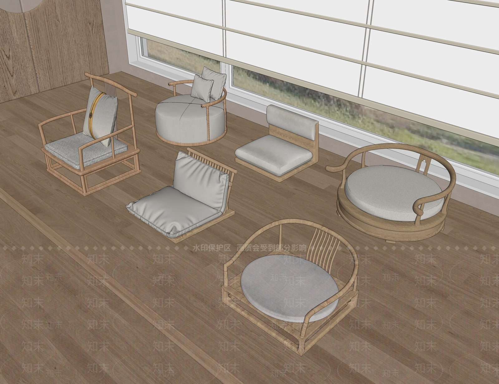 日式其他凳子SU模型下载【ID:1193498727】