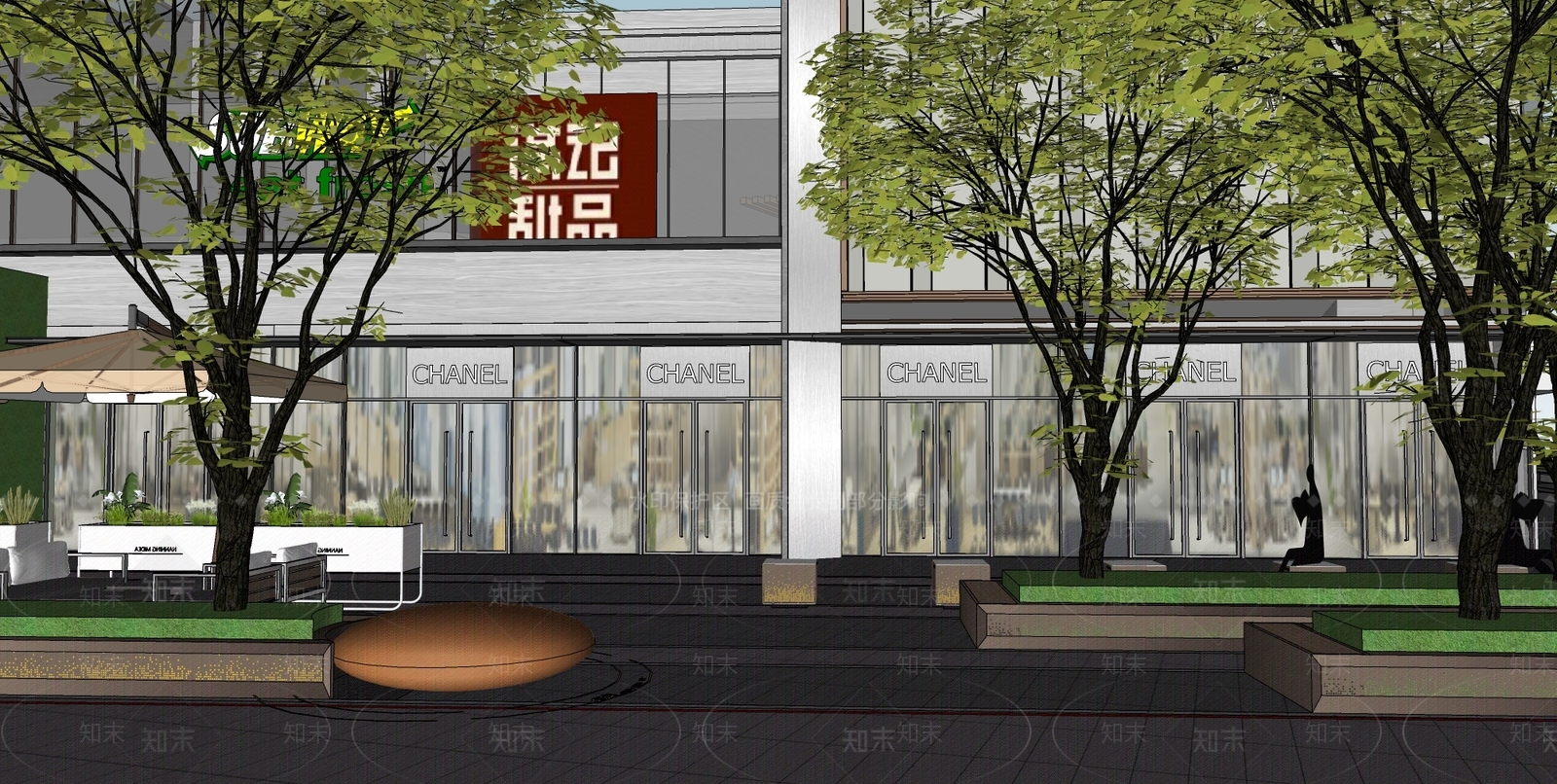 现代简约商业景观SU模型下载【ID:1193500017】