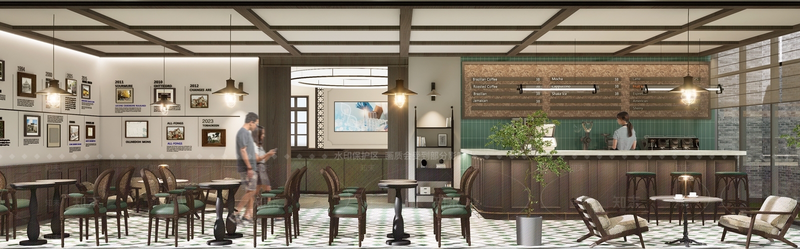 欧式美式咖啡厅SU模型下载【ID:1193501403】