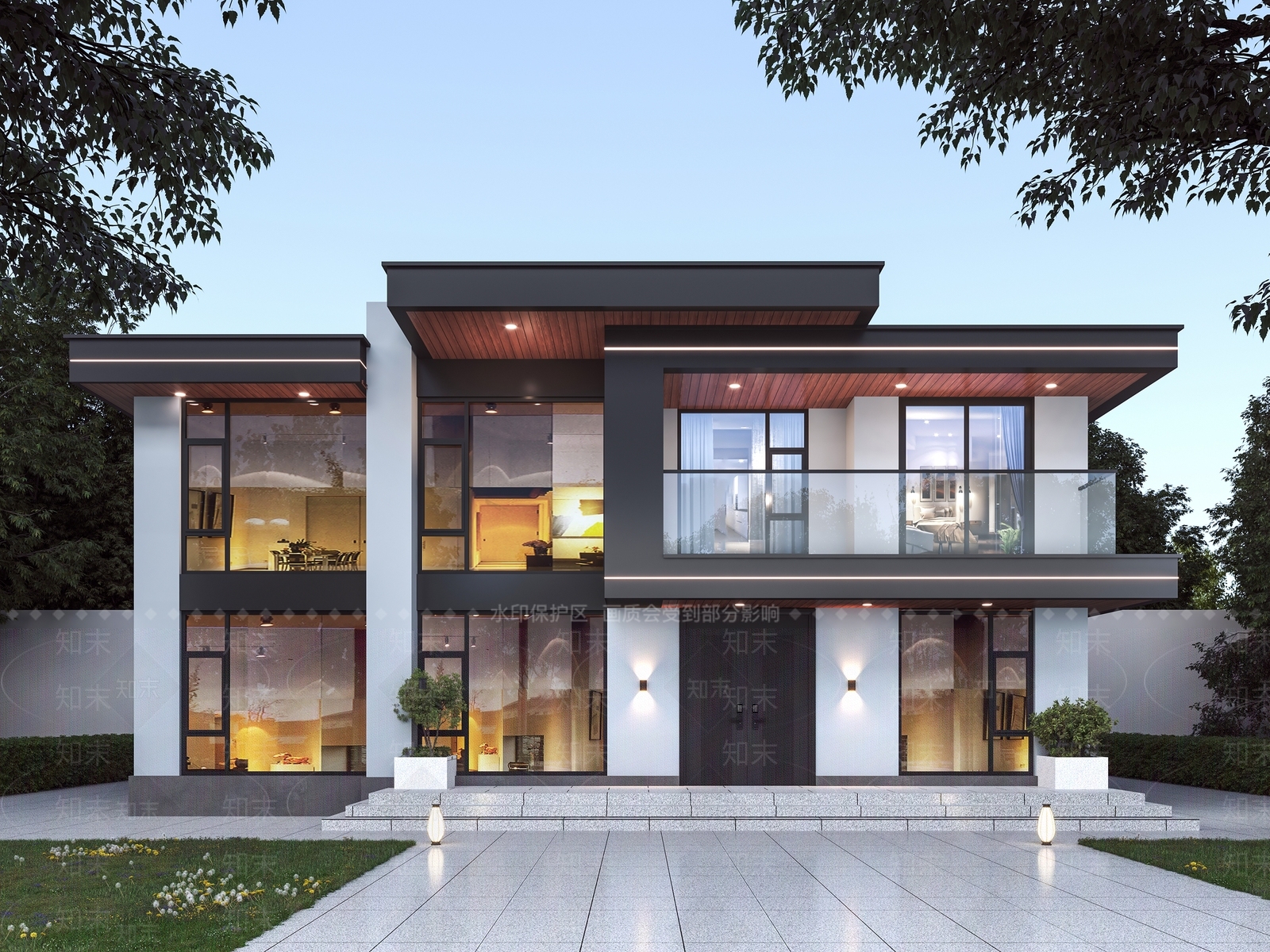 现代别墅外观3D模型下载【ID:1193502741】