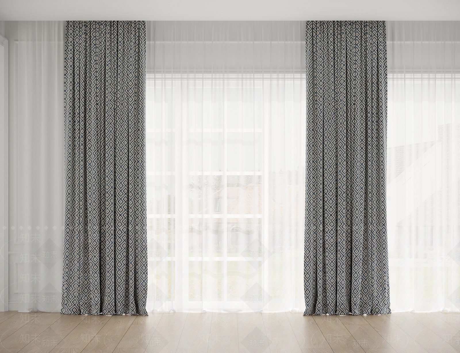 北欧通用窗帘3D模型下载【ID:1193502881】