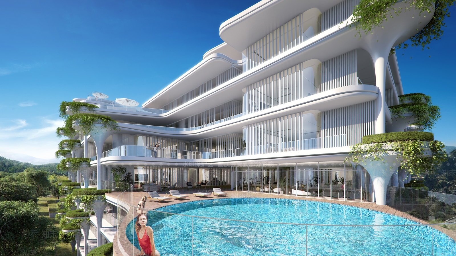 现代酒店建筑SU模型下载【ID:1193765494】