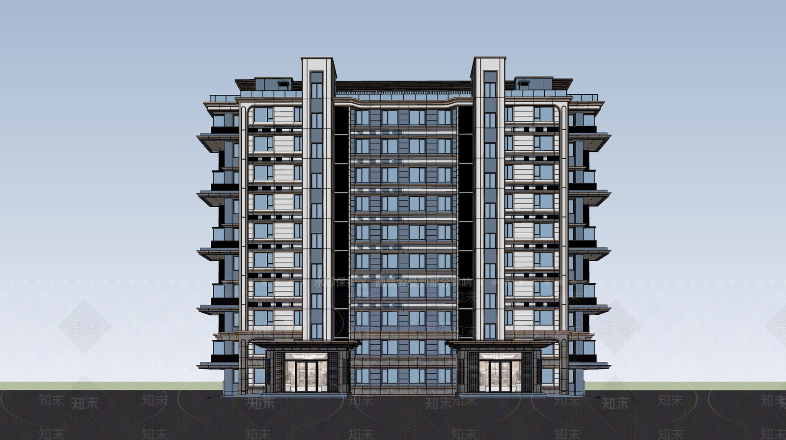 现代多层住宅SU模型下载【ID:1193504638】