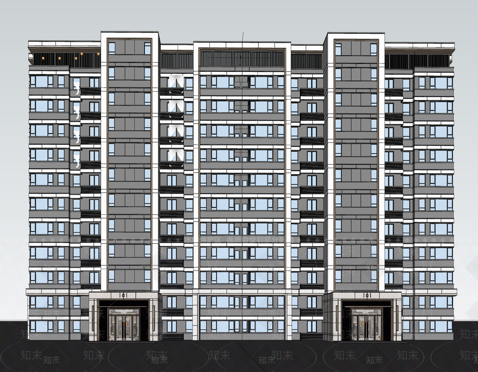 现代高层住宅SU模型下载【ID:1193508456】