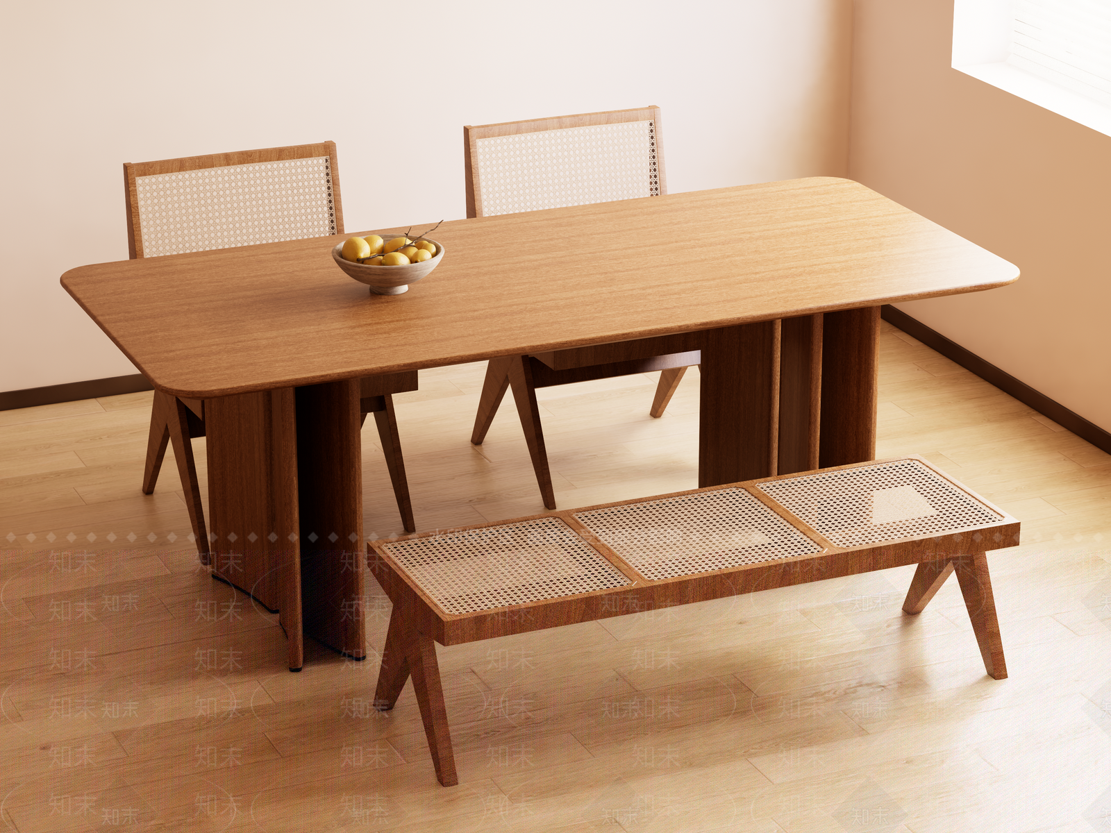 中古原木餐桌椅SU模型下载【ID:1193509204】