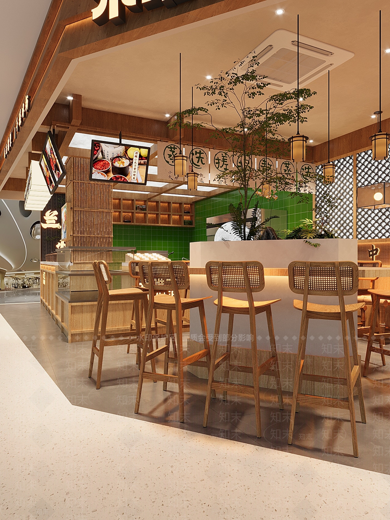 现代中式奶茶店3D模型下载【ID:1193513426】