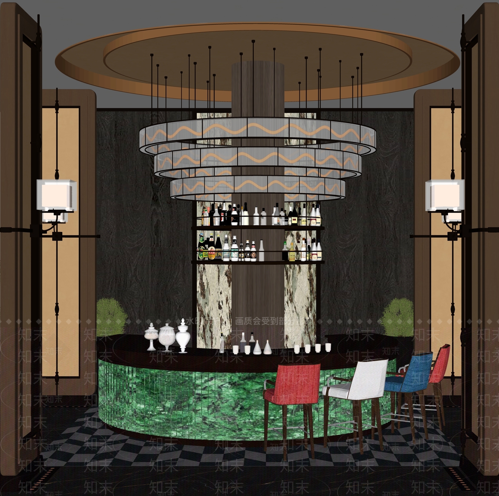 现代酒店大堂SU模型下载【ID:1193513848】