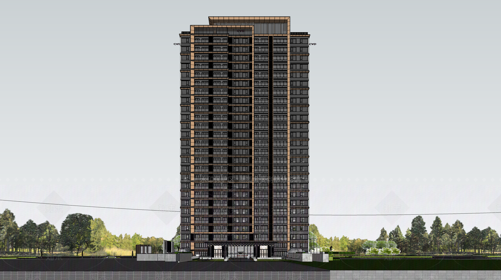 现代小区建筑SU模型下载【ID:1193519106】