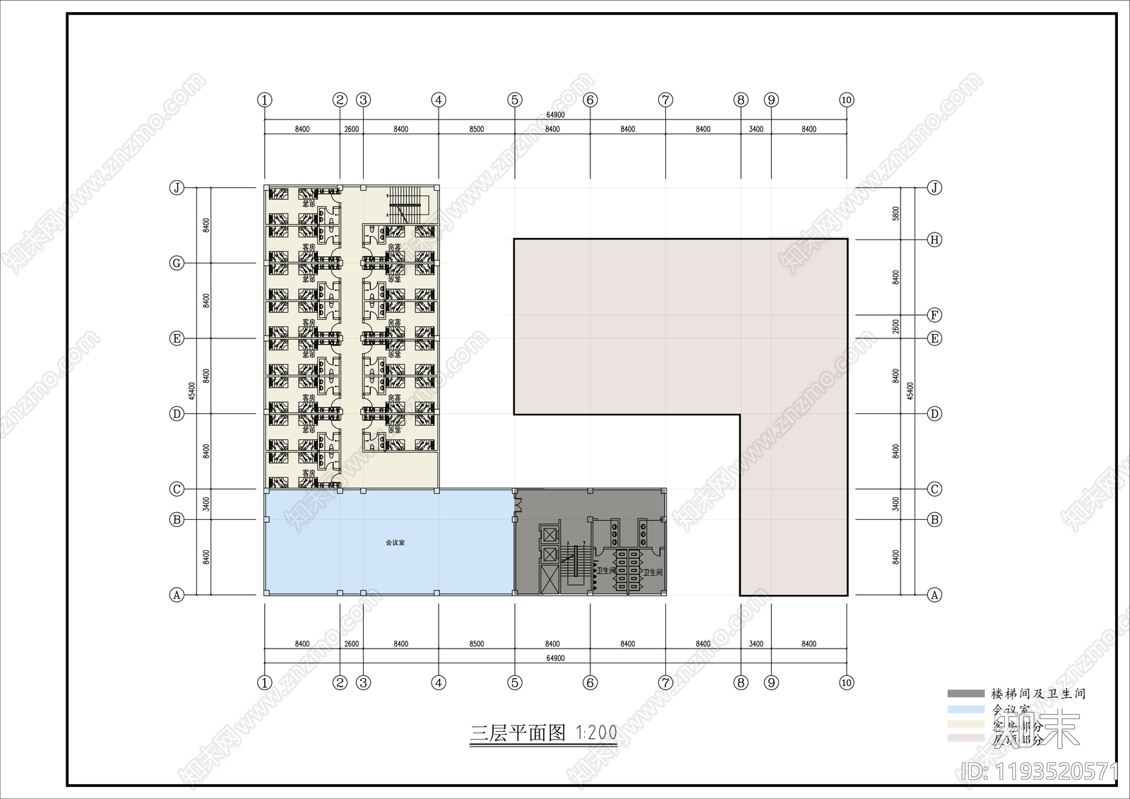 现代民宿建筑cad施工图下载【ID:1193520571】