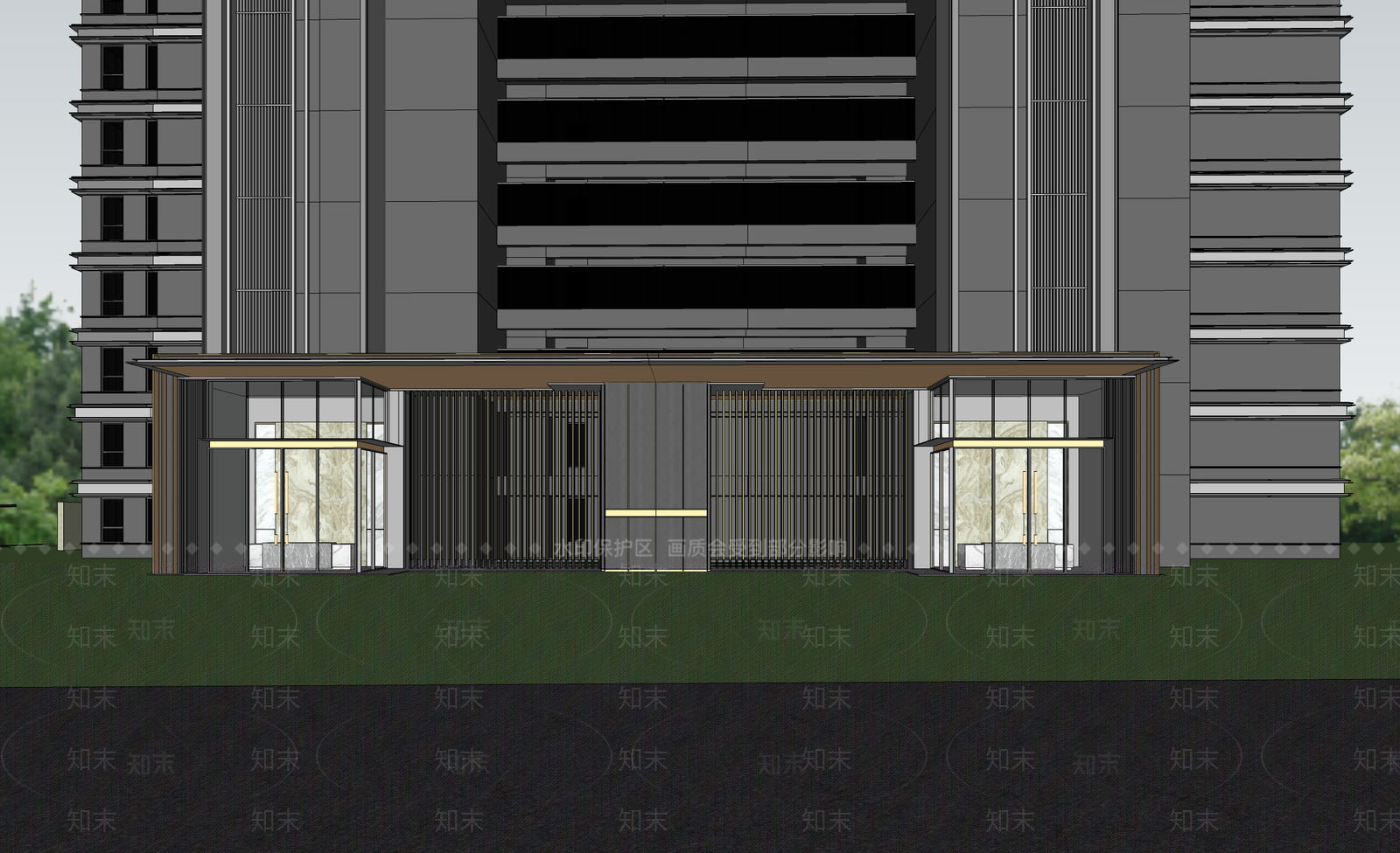 现代小区建筑SU模型下载【ID:1193522537】