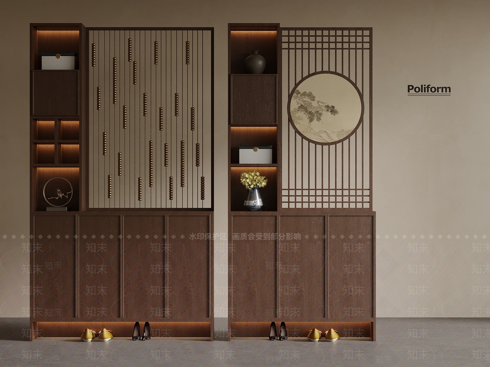新中式鞋柜3D模型下载【ID:1193526683】