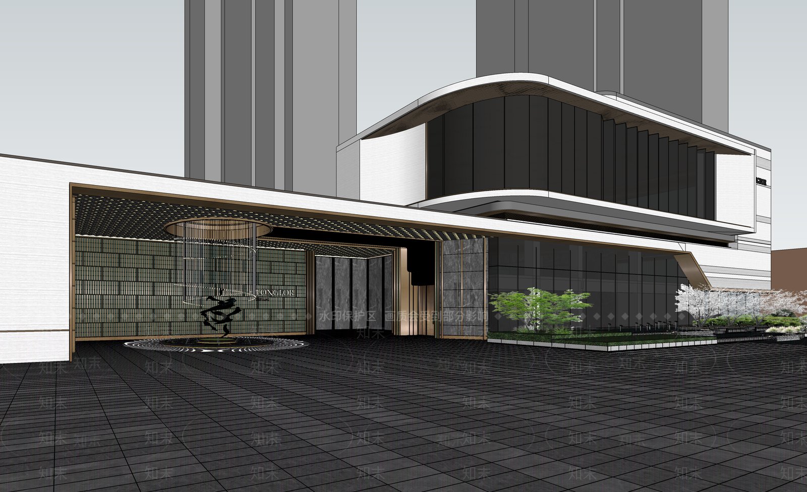 现代小区建筑SU模型下载【ID:1193534193】