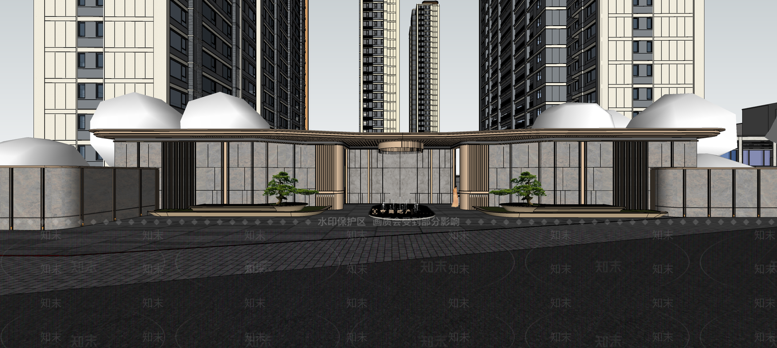 现代小区建筑SU模型下载【ID:1193534645】