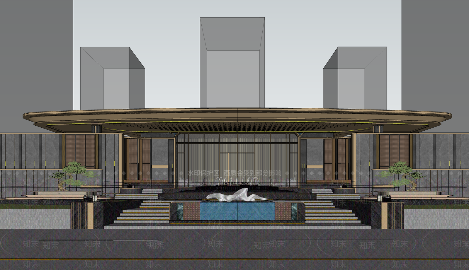 现代小区建筑SU模型下载【ID:1193535003】