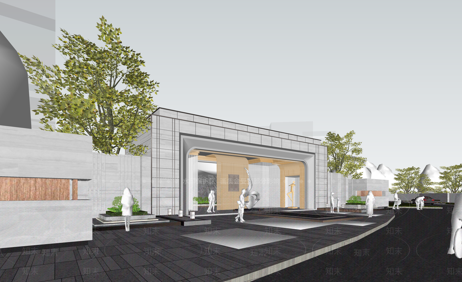 现代小区建筑SU模型下载【ID:1193535946】