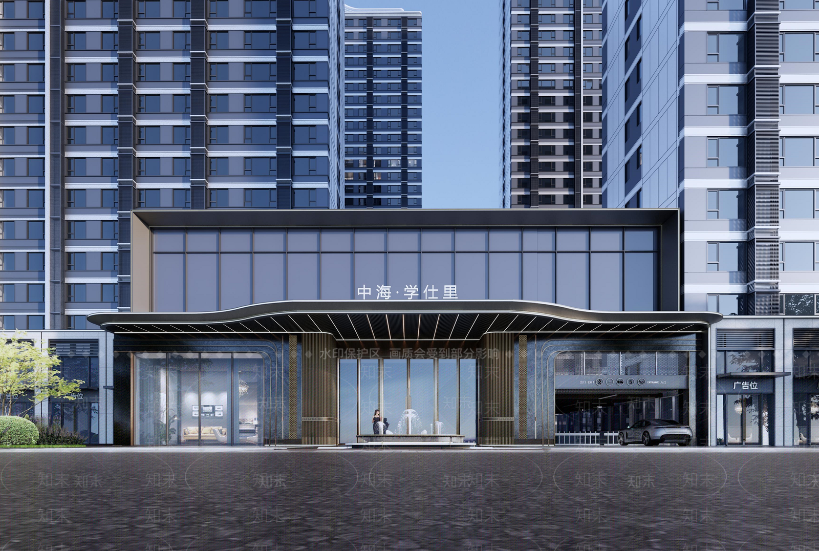 现代售楼处建筑SU模型下载【ID:1193539630】