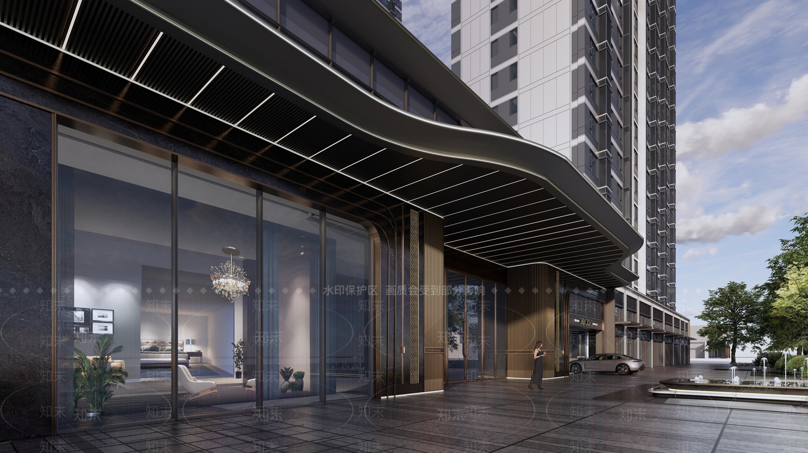 现代售楼处建筑SU模型下载【ID:1193539630】