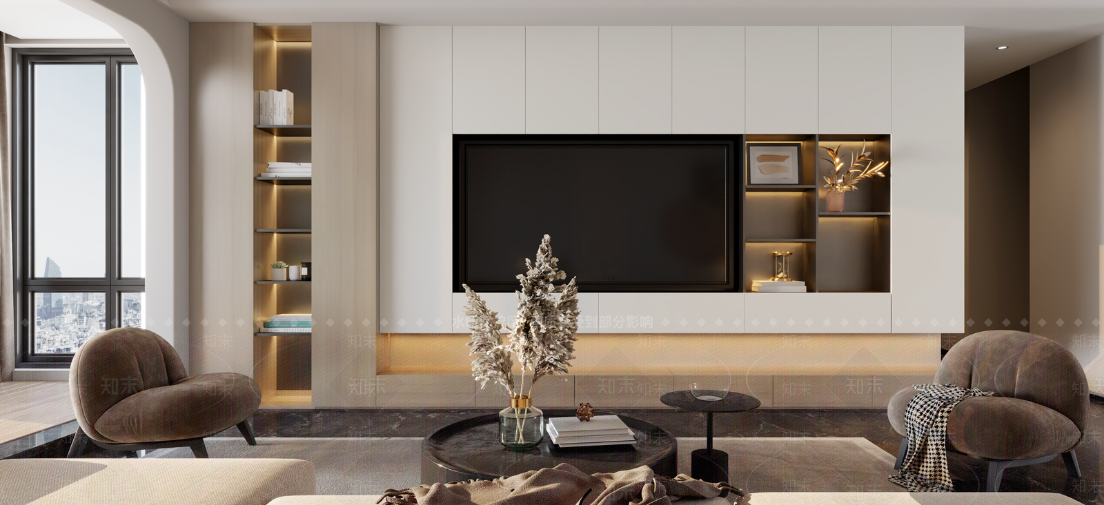 现代奶油电视柜3D模型下载【ID:1193543555】