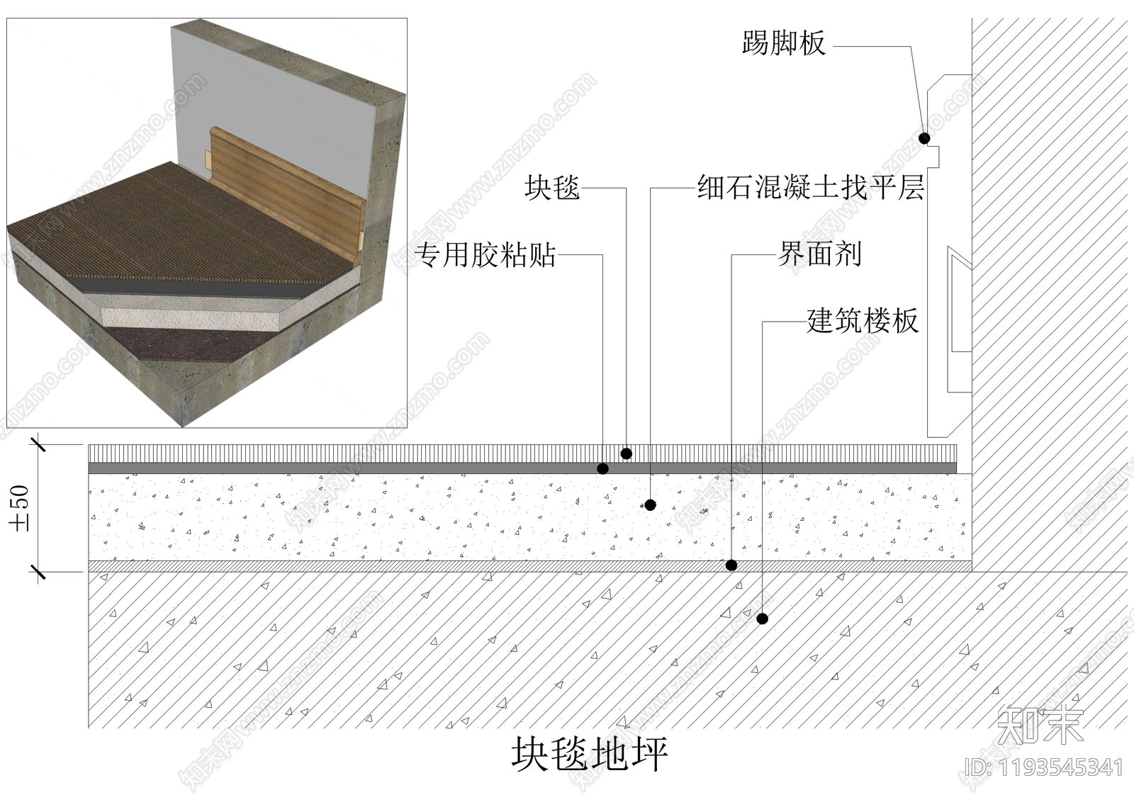 地毯节点cad施工图下载【ID:1193545341】