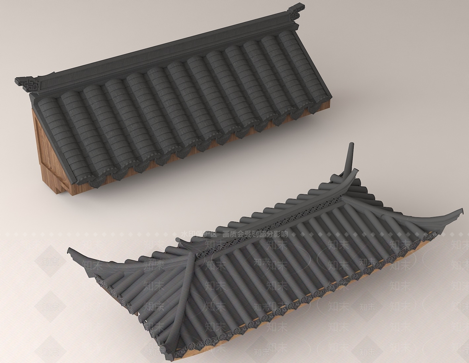 现代中式屋檐3D模型下载【ID:1193548635】
