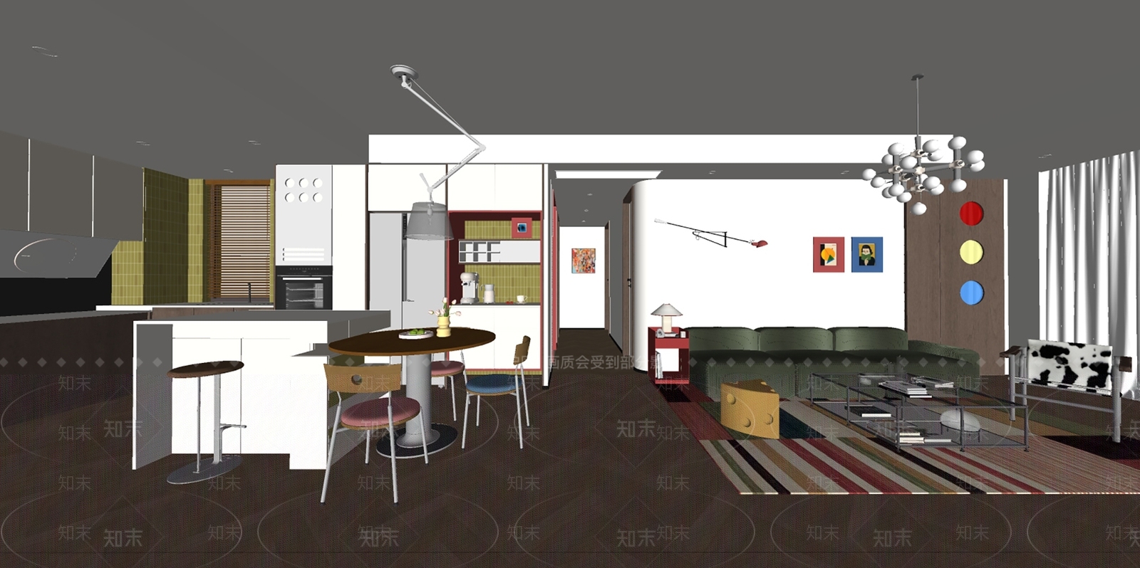 现代工业家居客厅SU模型下载【ID:1193550634】
