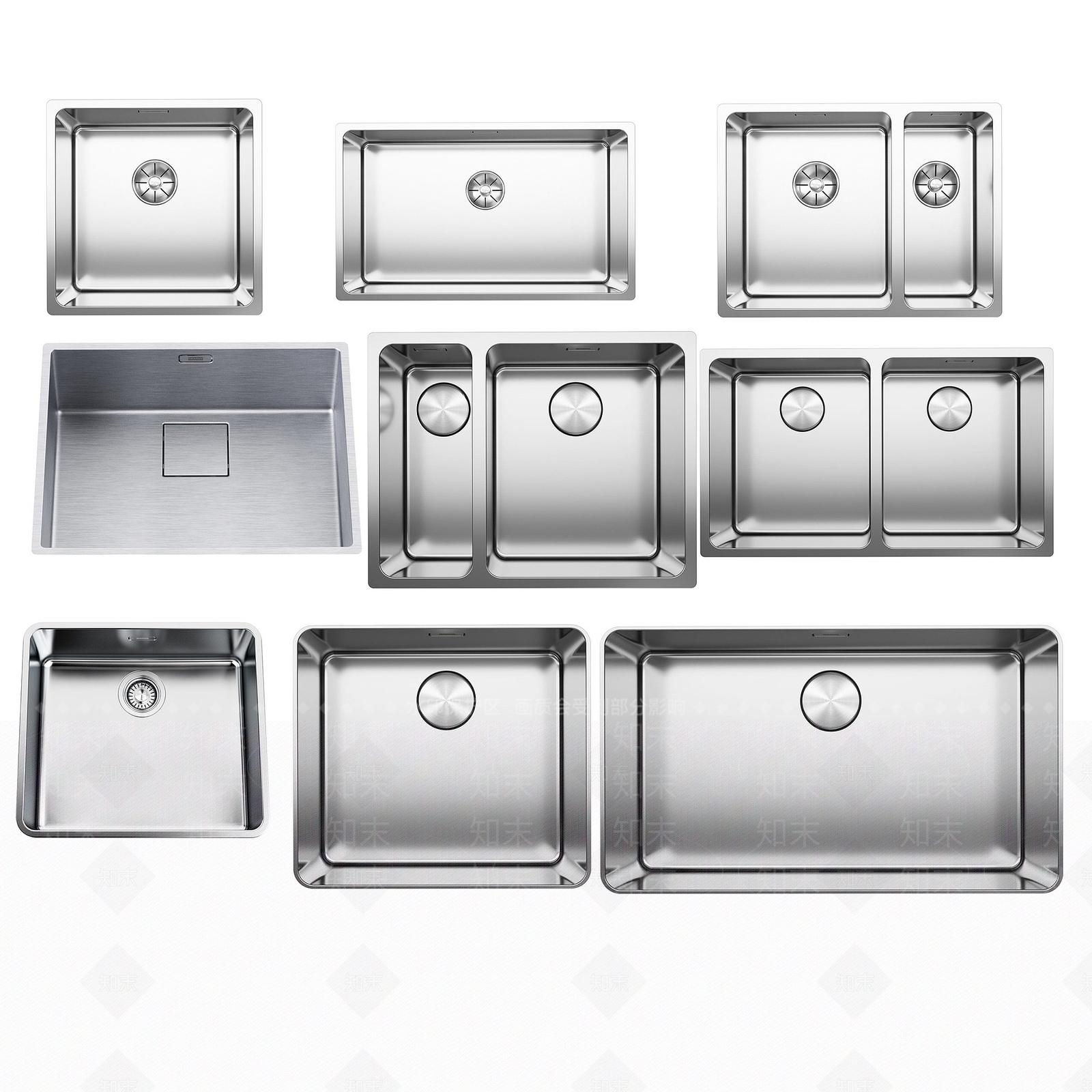 现代不锈钢洗手槽洗手盆3D模型下载【ID:1193551286】