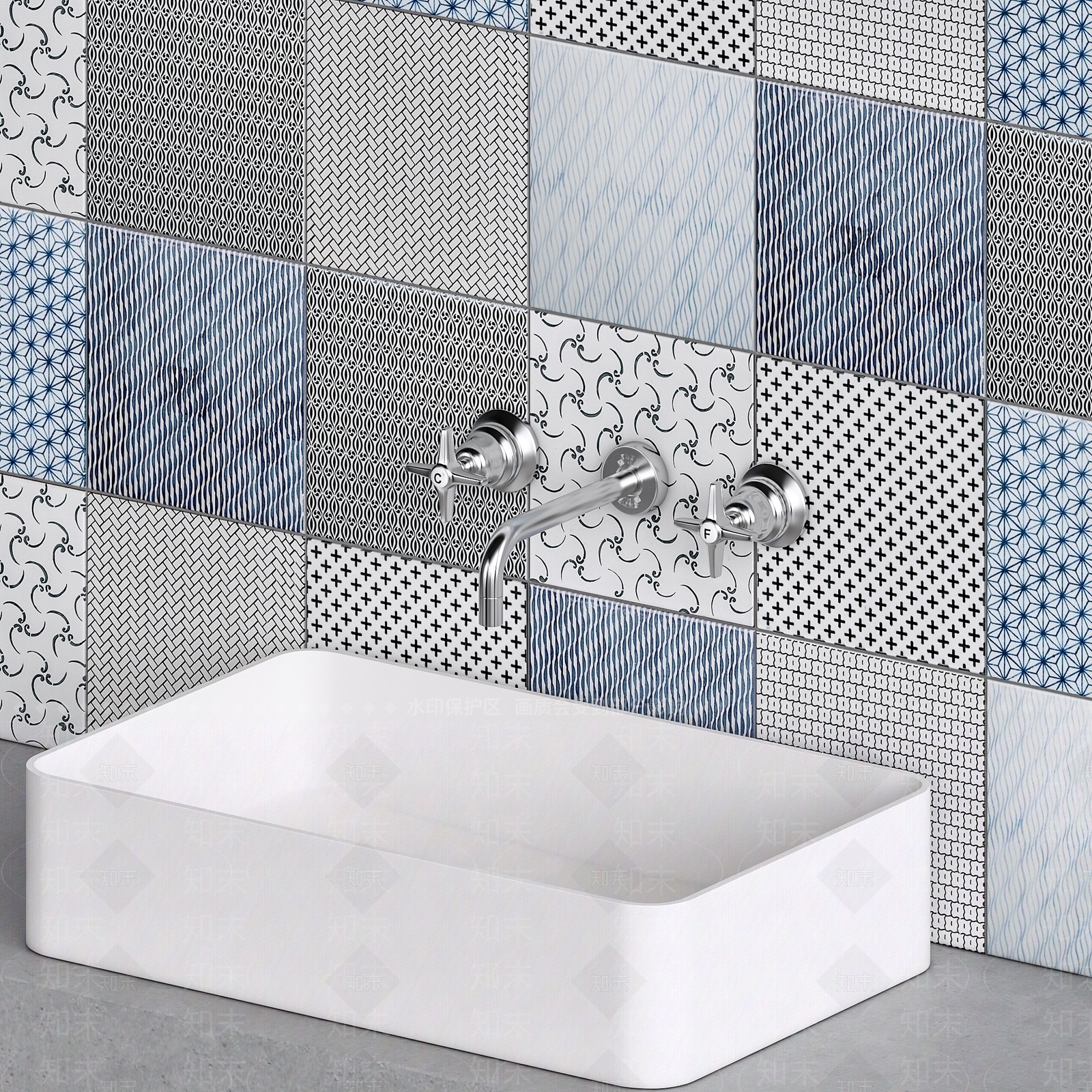 现代洗手台水龙头3D模型下载【ID:1193551471】