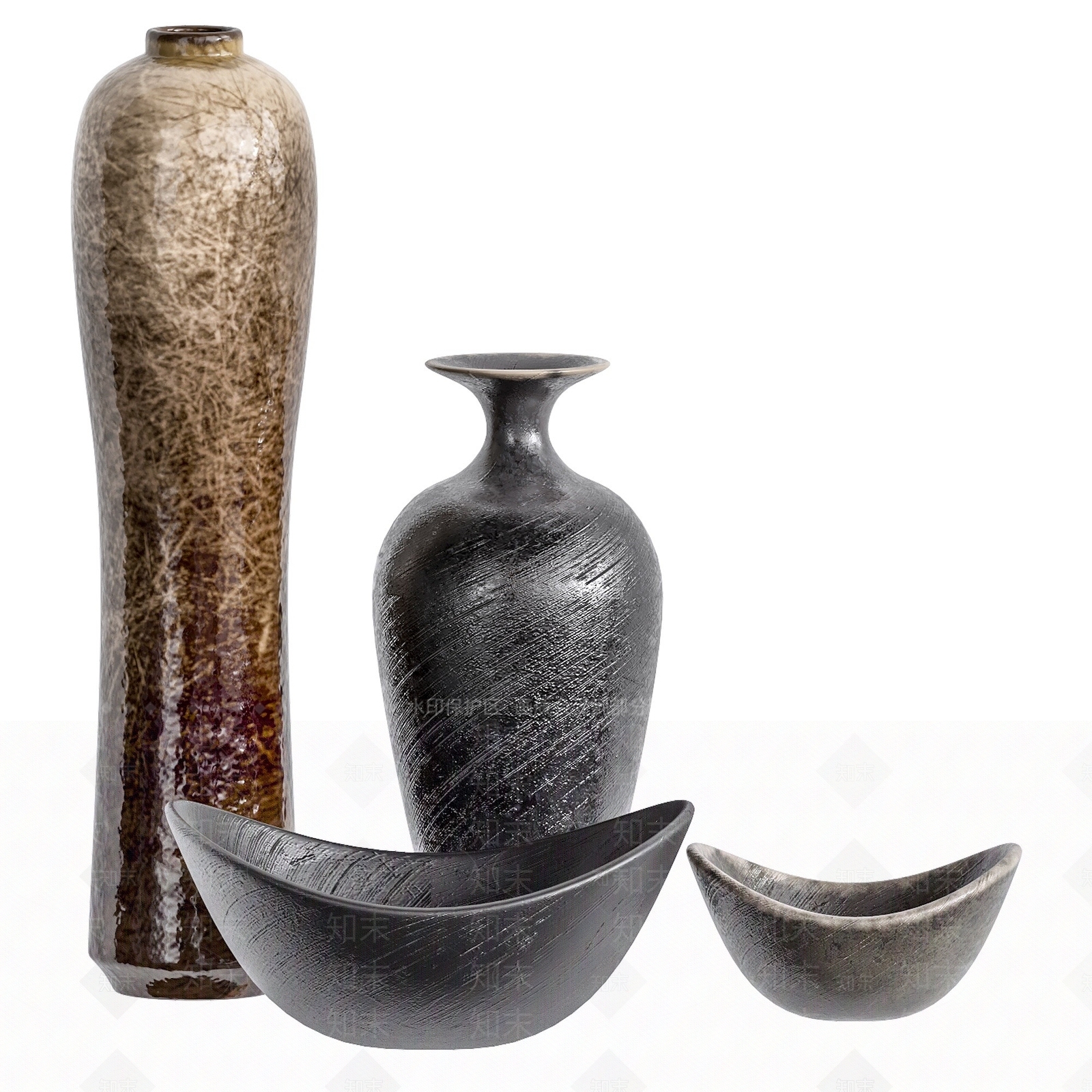 现代陶瓷瓶罐摆件摆设3D模型下载【ID:1193551635】