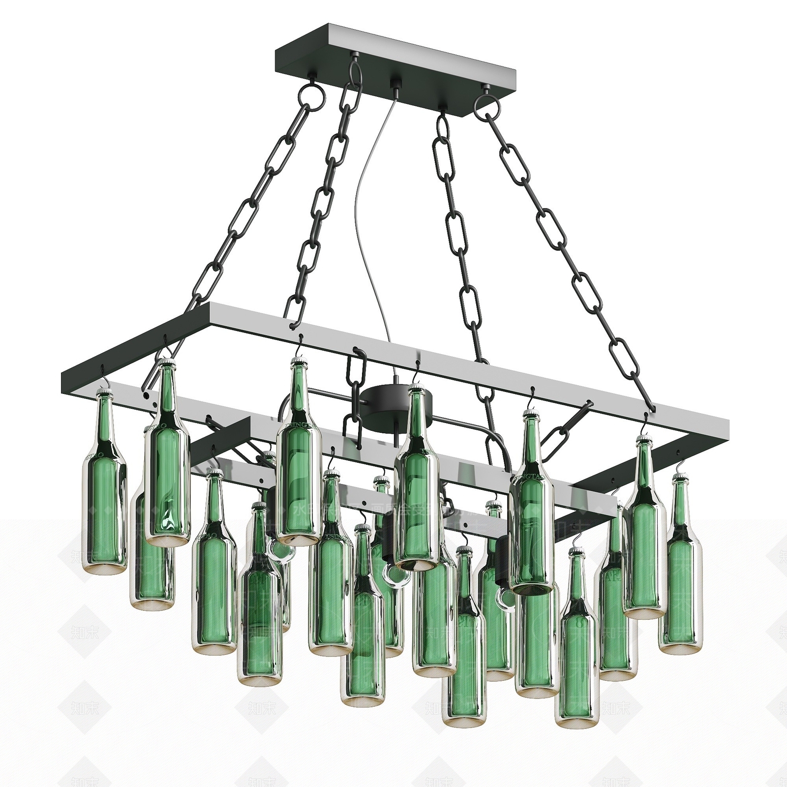 工业风啤酒瓶吊灯3D模型下载【ID:1193551884】