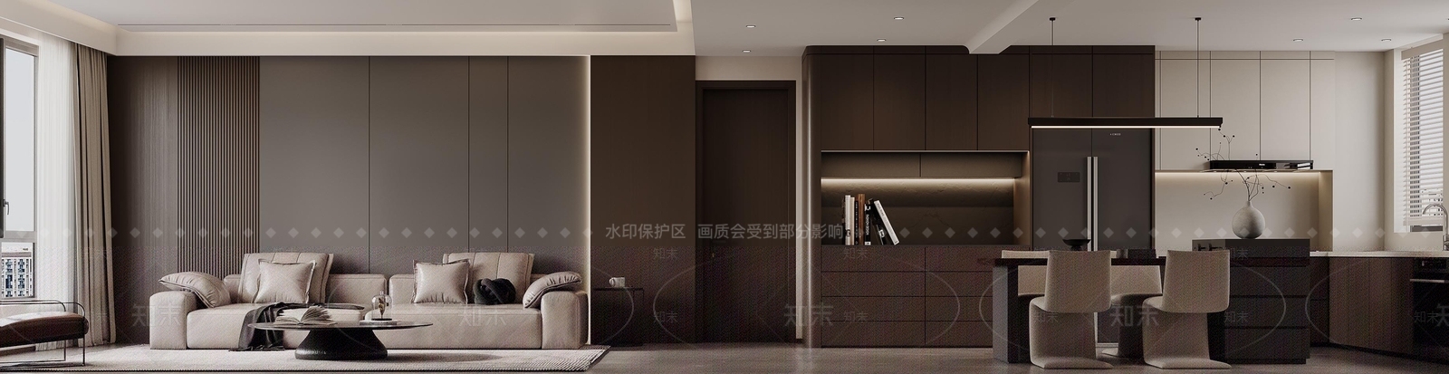 深色餐边柜家居餐厅3D模型下载【ID:1227342742】