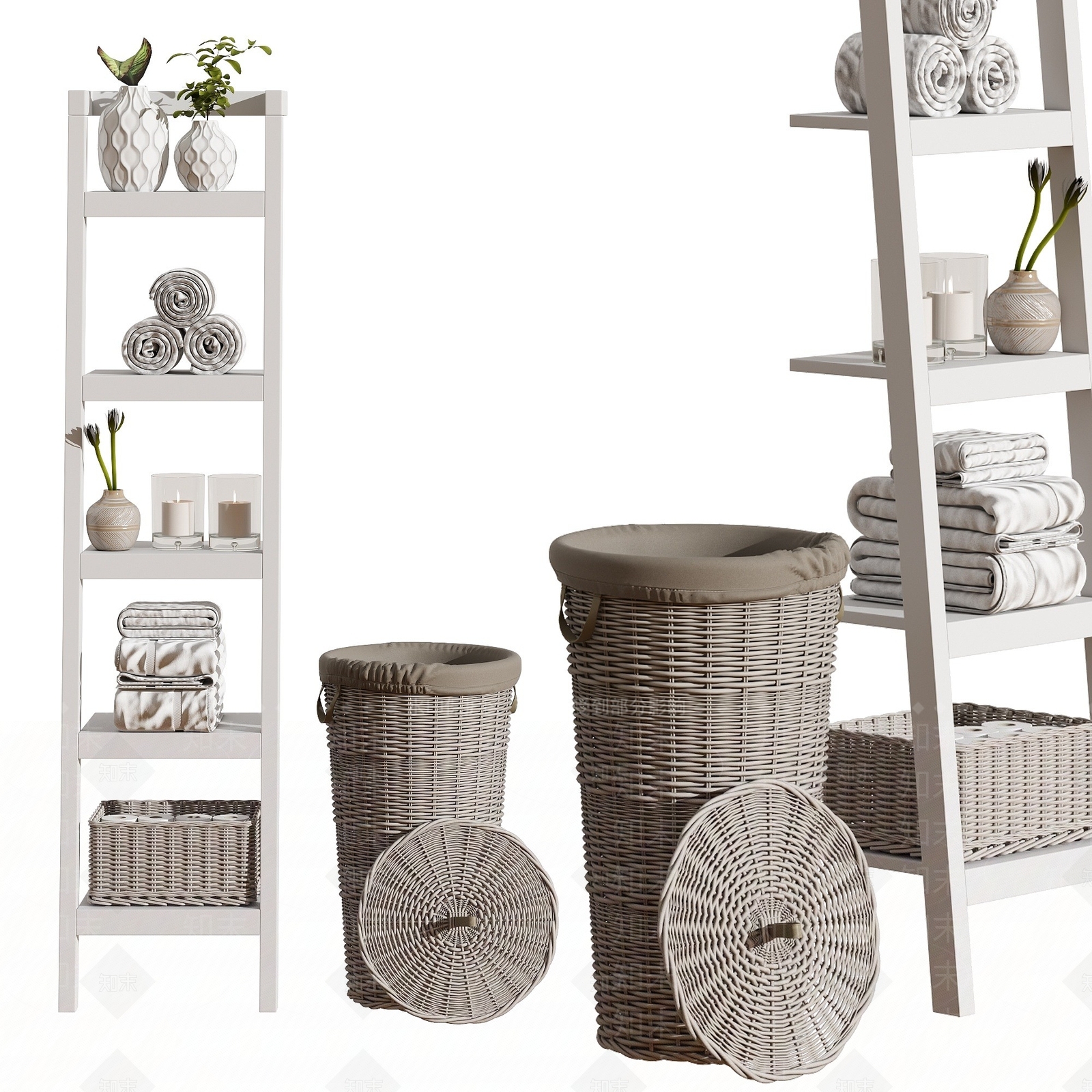 北欧卫浴毛巾浴室架编娄筒3D模型下载【ID:1193553186】