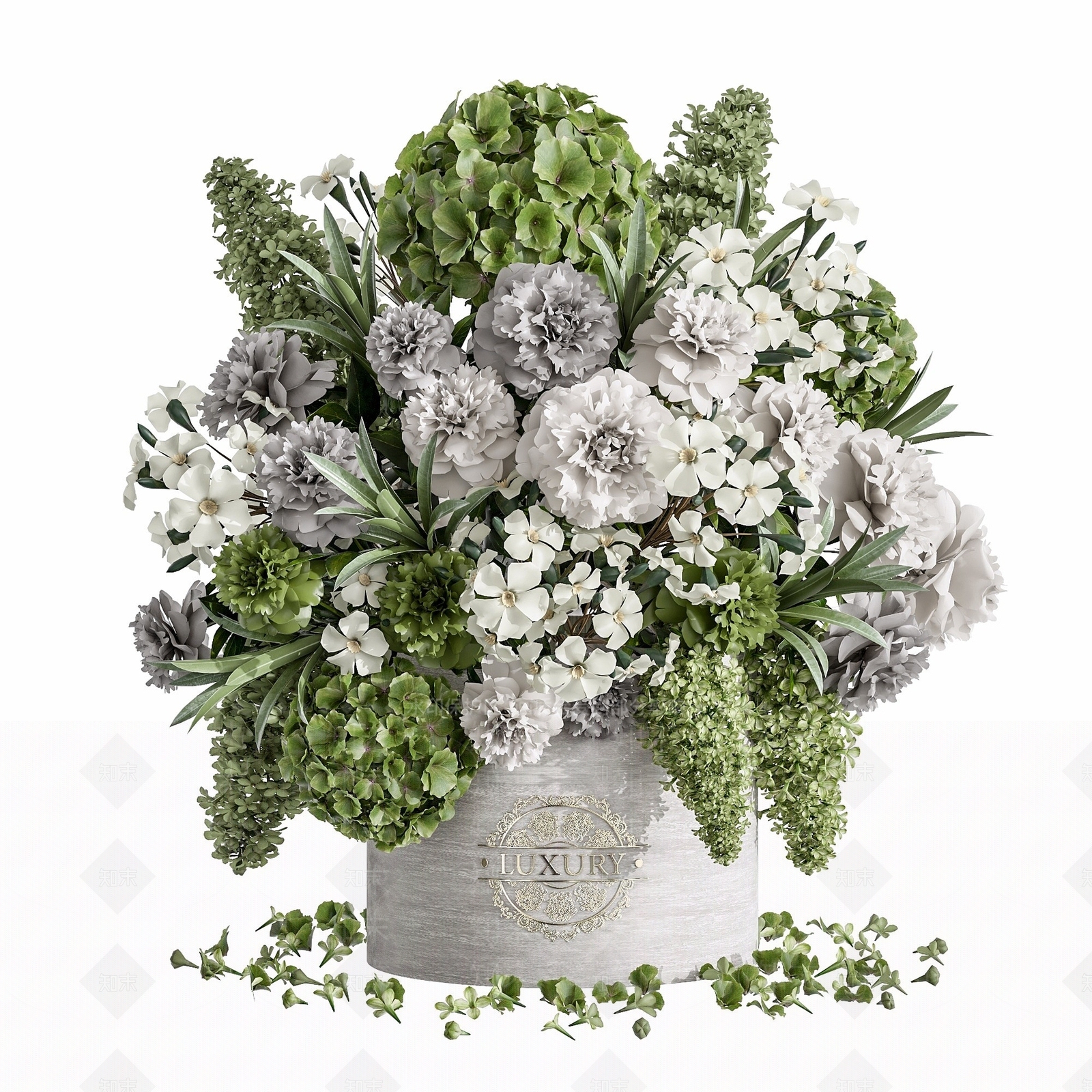 现代花盆花瓶花卉3D模型下载【ID:1193553189】