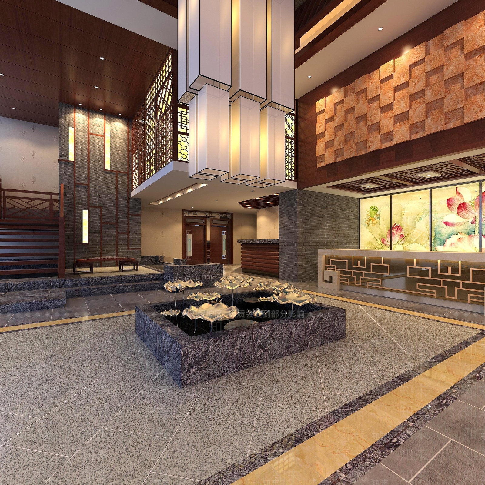 中式酒店大堂3D模型下载【ID:1193553721】