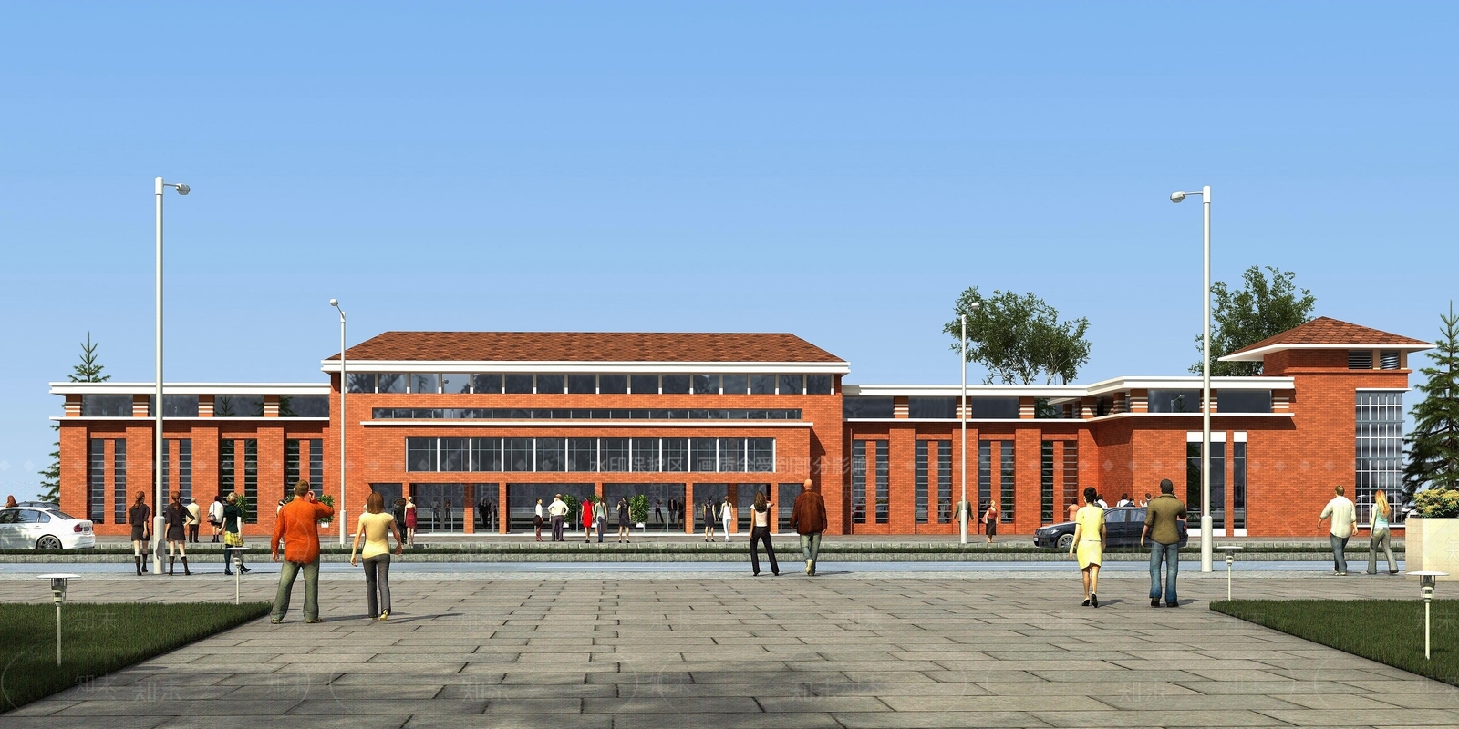 现代学校办公楼3D模型下载【ID:1193554155】
