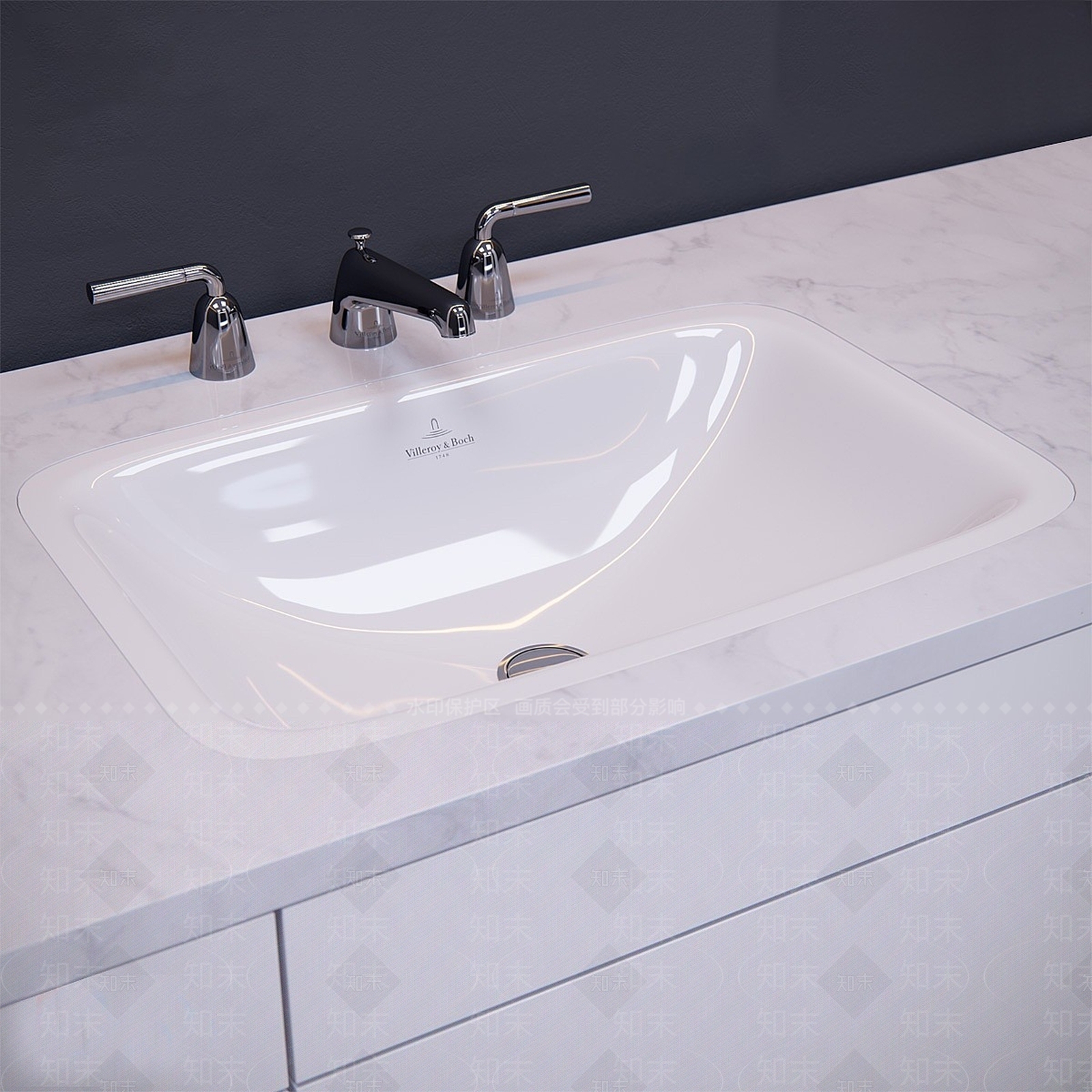 现代浴室柜洗手台3D模型下载【ID:1193554411】