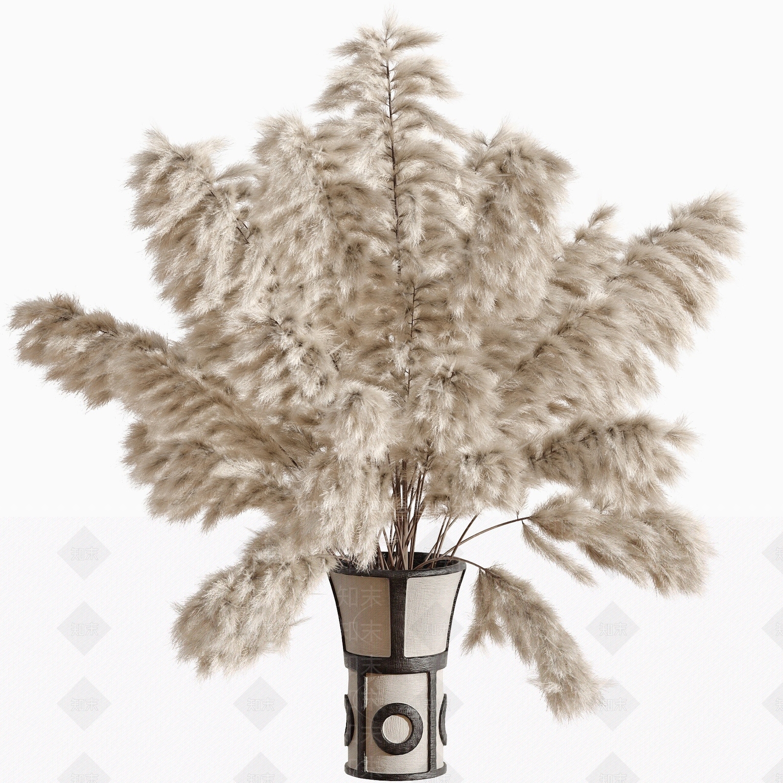 现代芦苇干支插花艺术摆件3D模型下载【ID:1193554447】