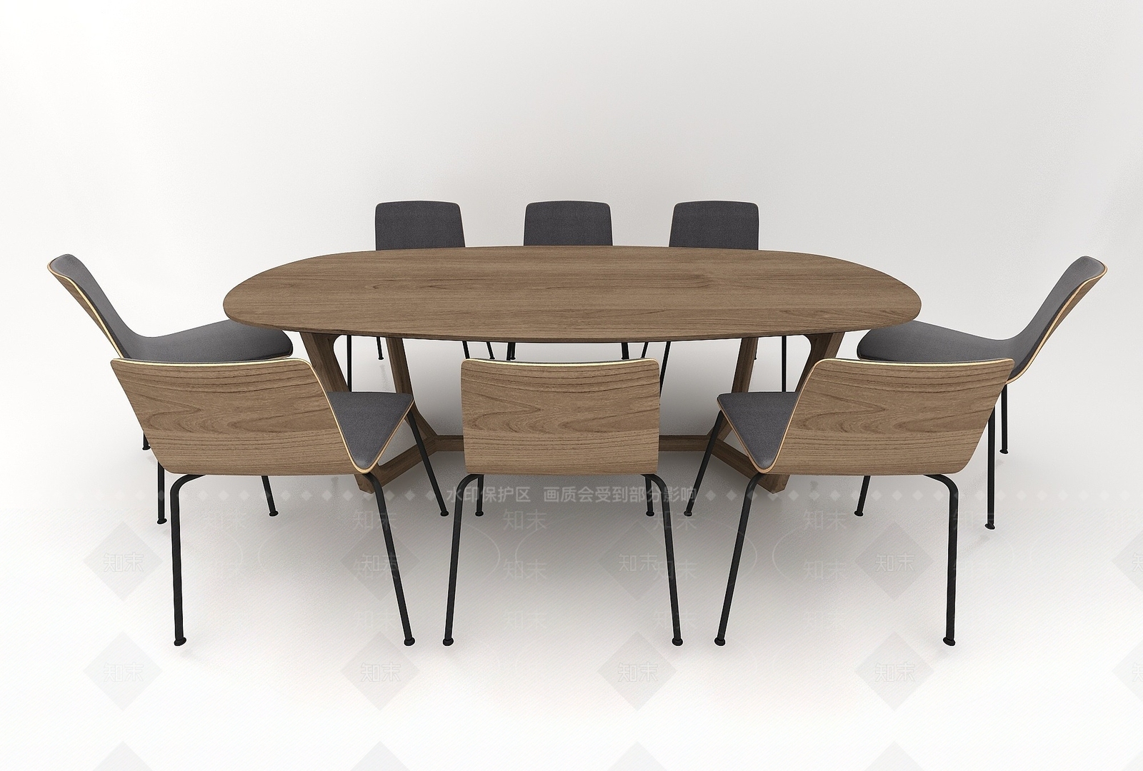 现代八人餐桌3D模型下载【ID:1193556382】