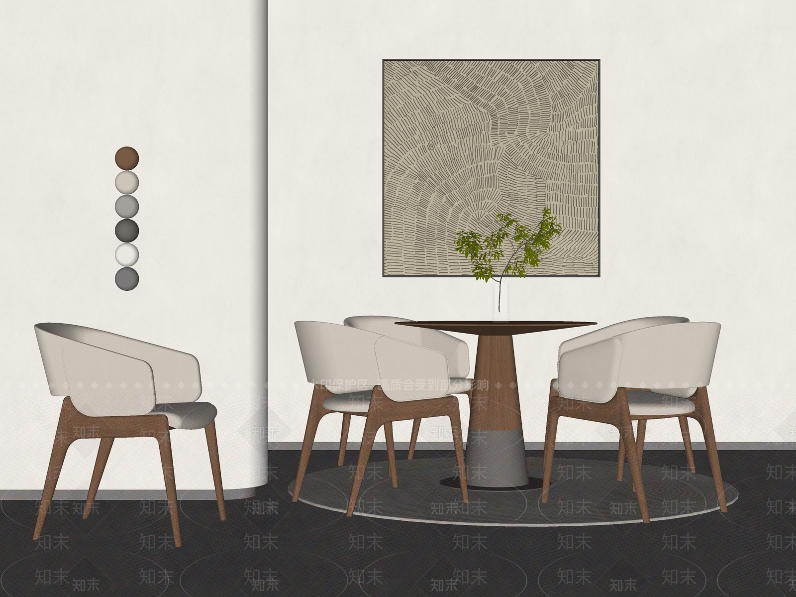 现代新中式休闲桌椅SU模型下载【ID:1193556469】