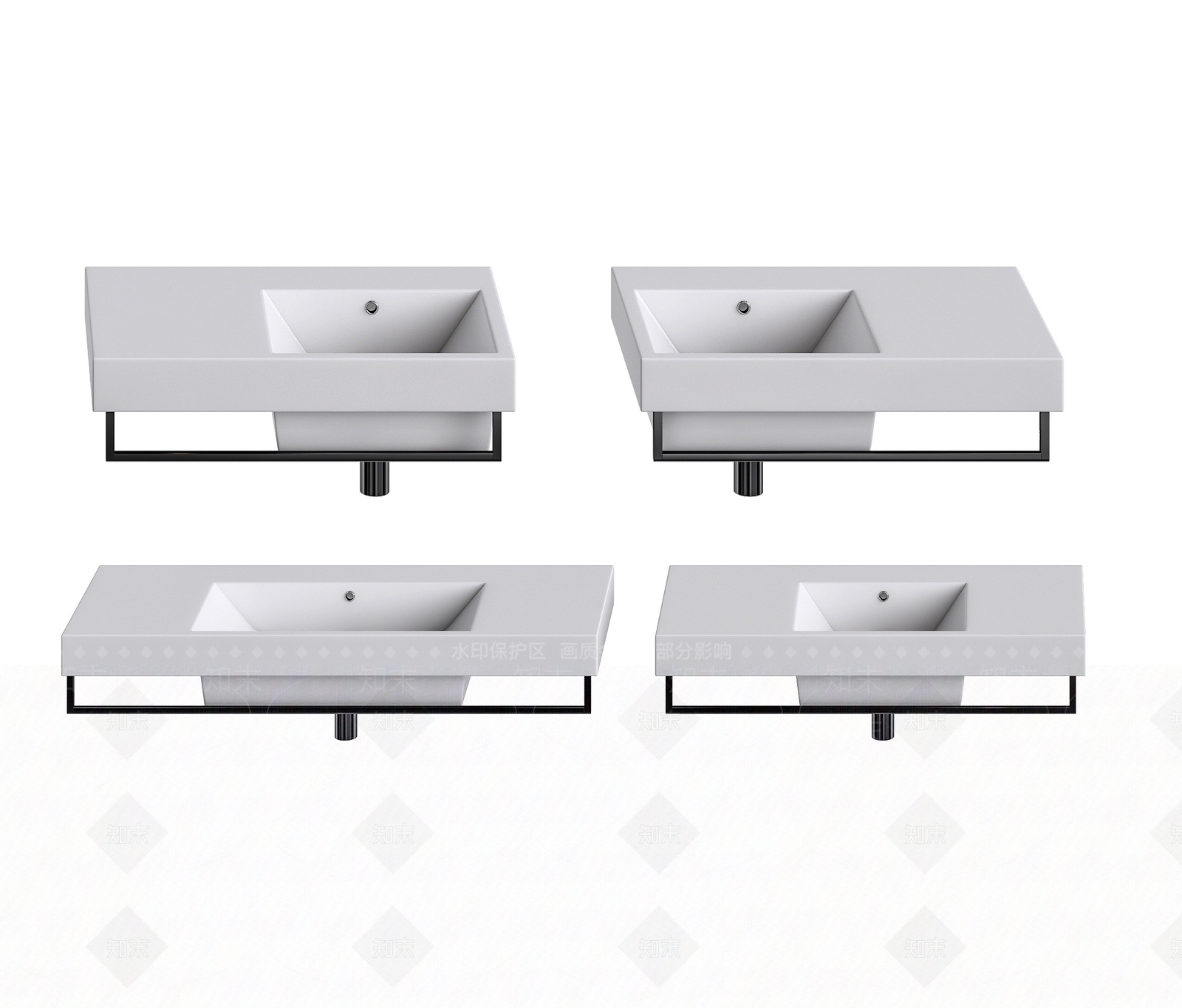 现代陶瓷洗手盆组合3D模型下载【ID:1193558453】