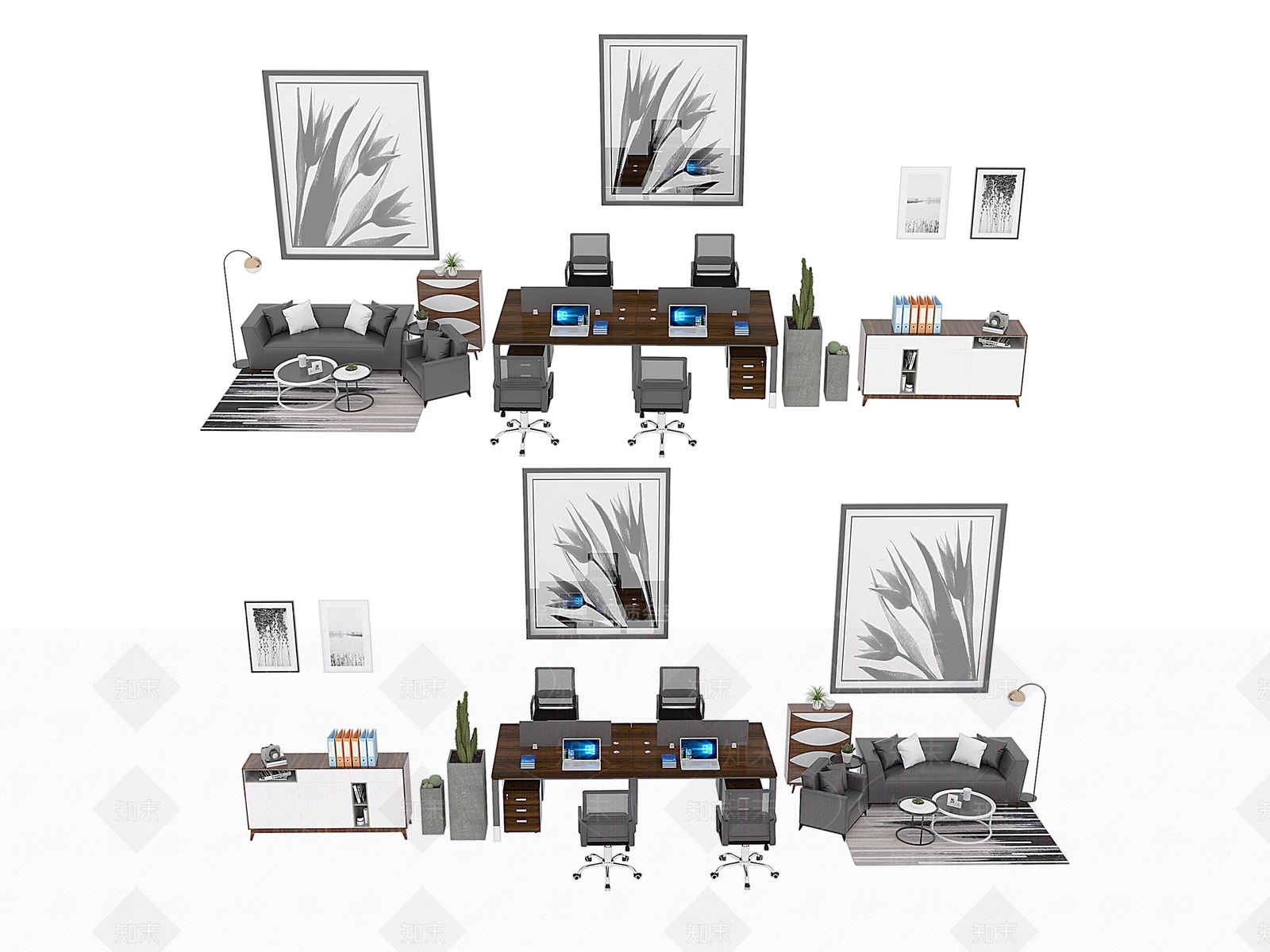 现代办公桌3D模型下载【ID:1193558814】