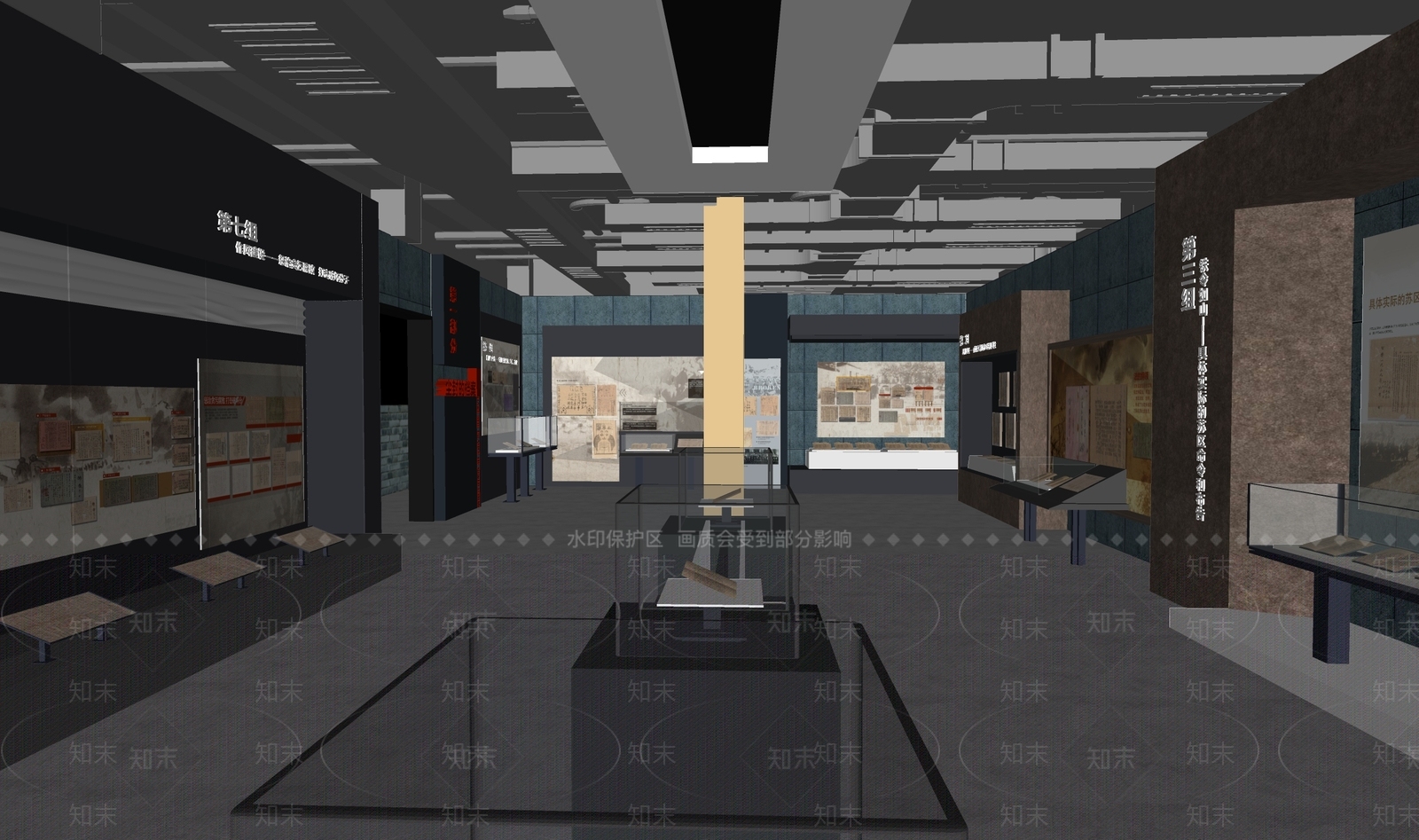 现代历史展厅SU模型下载【ID:1193560155】