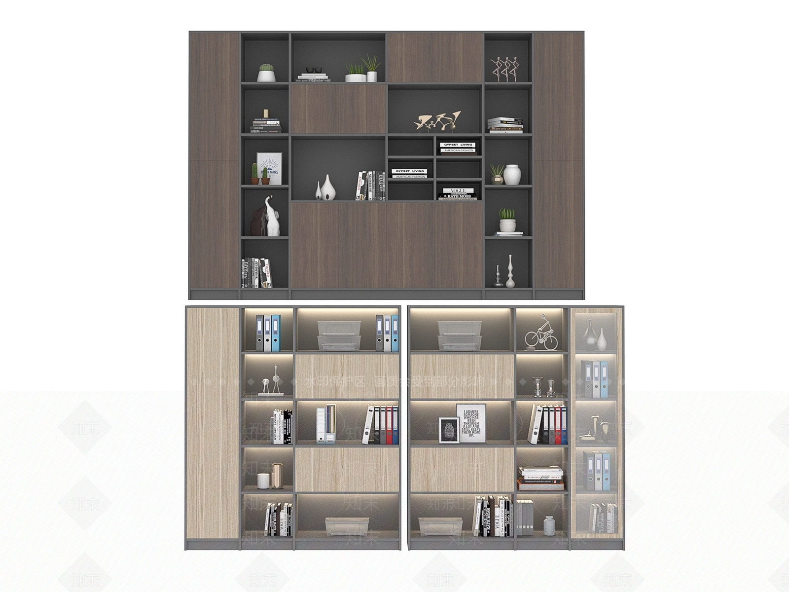 现代书柜3D模型下载【ID:1193560262】