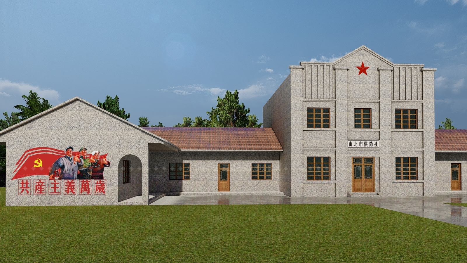 中式复古古建筑SU模型下载【ID:1193565350】