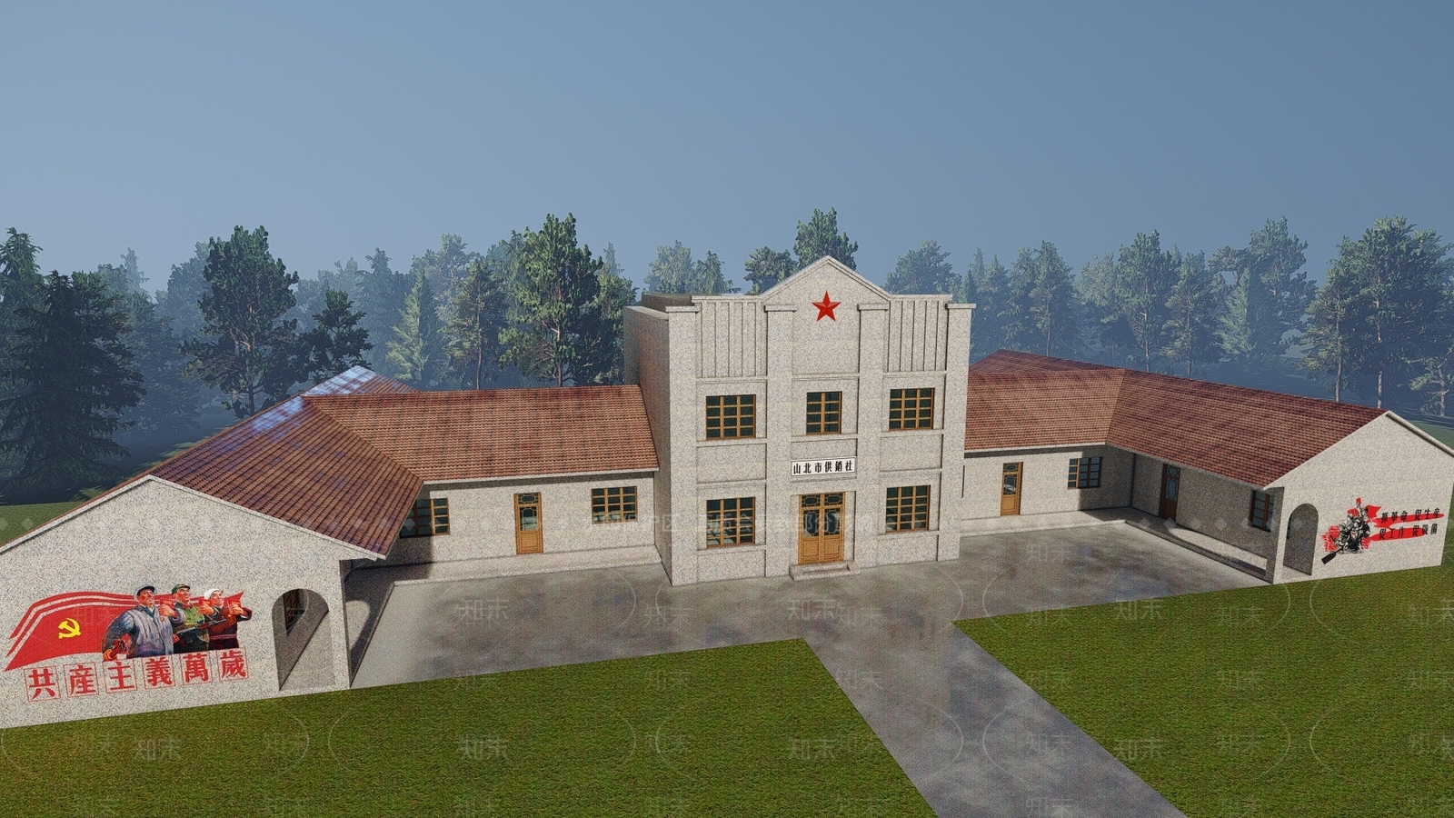 中式复古古建筑SU模型下载【ID:1193565350】