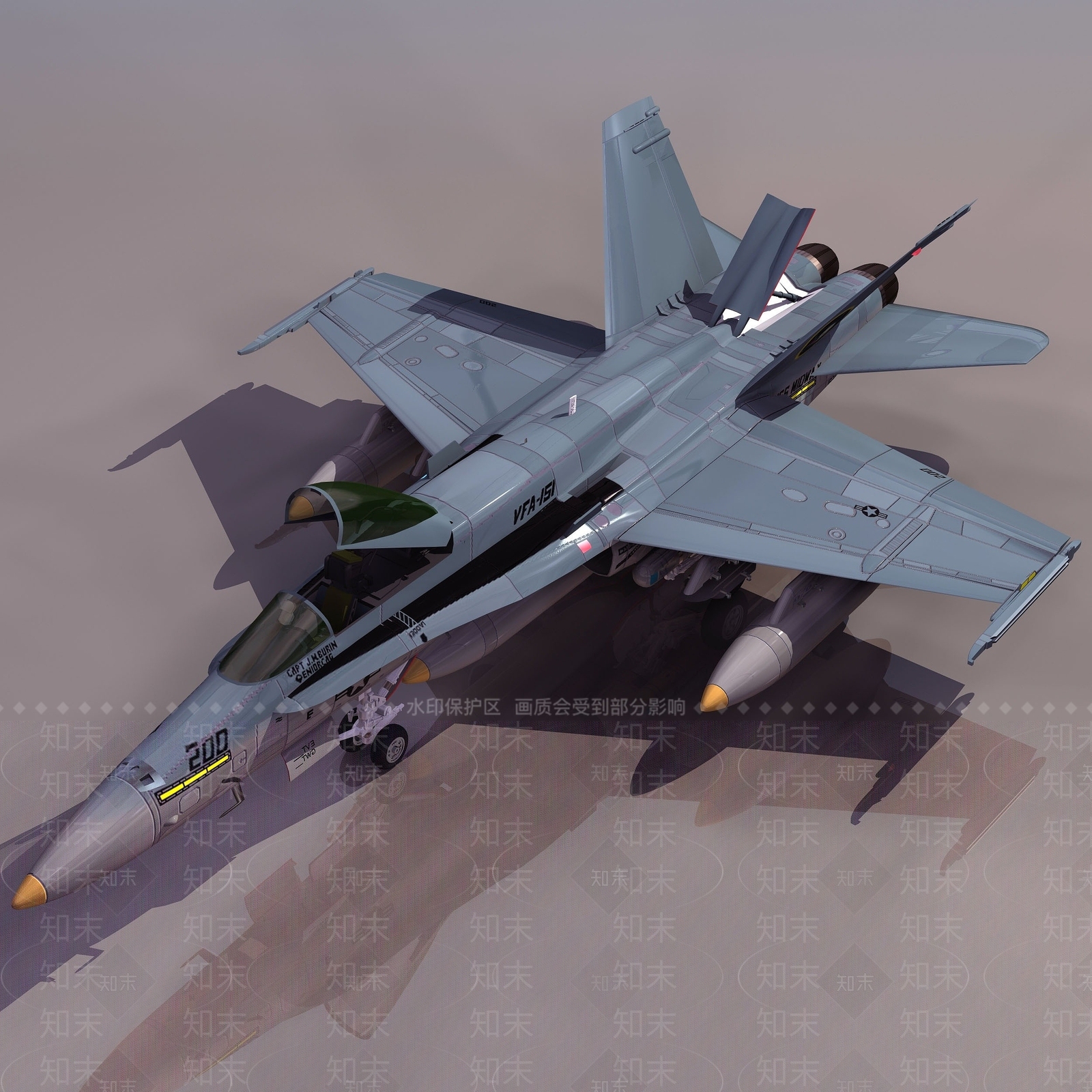 现代HORNET现代战斗机3D模型下载【ID:1193563633】